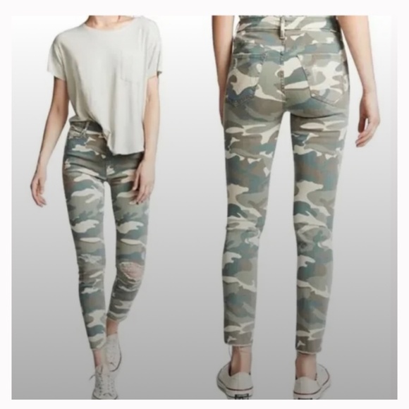 Mother High Waisted Looker Ankle Fray Camo Jeans sz27 - Picture 3 of 14